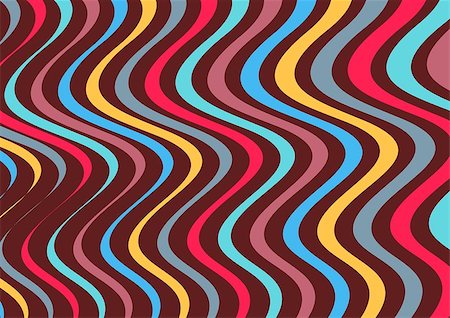 elements of design shape illusions - Colorful abstract vector wavy lines retro background Stock Photo - Budget Royalty-Free & Subscription, Code: 400-07898396