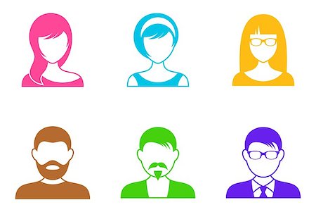 simsearch:400-08256257,k - Men and women colorful icons on white background Stock Photo - Budget Royalty-Free & Subscription, Code: 400-07898404