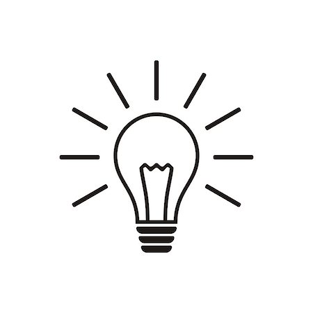 Simple black light bulb vector icon isolated Stock Photo - Budget Royalty-Free & Subscription, Code: 400-07898405