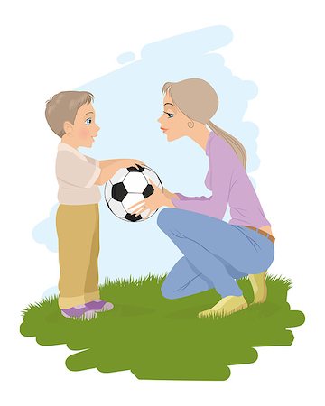 Vector illustration of a mother playing with her son Stock Photo - Budget Royalty-Free & Subscription, Code: 400-07898605