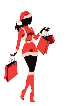 simsearch:400-04160265,k - Santa Girl with shopping bags Stock Photo - Budget Royalty-Free & Subscription, Code: 400-07898642