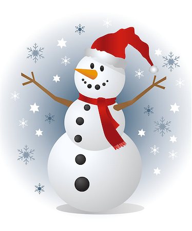 simsearch:400-07896754,k - Snowman, vector illustration Photographie de stock - Aubaine LD & Abonnement, Code: 400-07898651