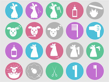 simsearch:400-08346248,k - Dog grooming icons set or pet hair salon care signs collection, vector illustration Fotografie stock - Microstock e Abbonamento, Codice: 400-07898663