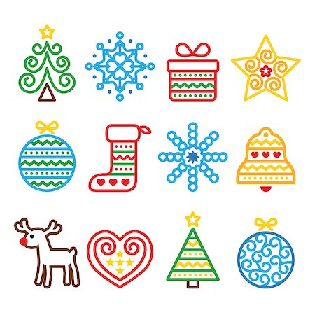 simsearch:400-07105067,k - Vector colorful icons set for celebrating Xmas isolated on white Stock Photo - Budget Royalty-Free & Subscription, Code: 400-07898672
