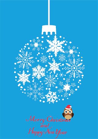 vector snow ball with owl Stock Photo - Budget Royalty-Free & Subscription, Code: 400-07898910