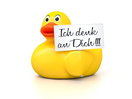 simsearch:400-04240306,k - An image of a nice rubber duck with text I think of you in german language Stock Photo - Budget Royalty-Free & Subscription, Code: 400-07898969