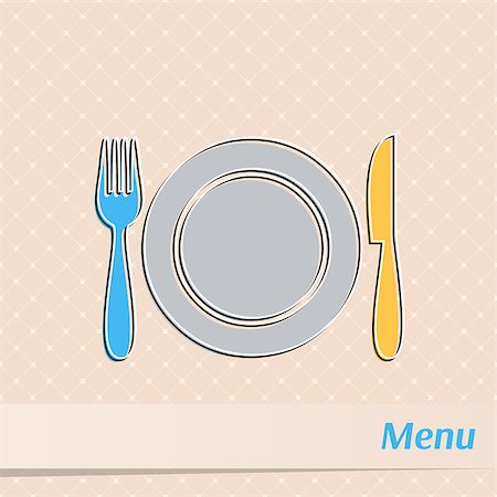 Retro restaurant menu design with cutlery and plate Stock Photo - Budget Royalty-Free & Subscription, Code: 400-07899136