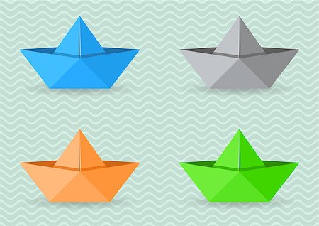 simsearch:400-04368522,k - Set of four colorful vector paper origami boats Foto de stock - Royalty-Free Super Valor e Assinatura, Número: 400-07899139