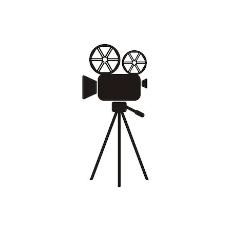 Black vector retro movie camera icon isolated Stock Photo - Budget Royalty-Free & Subscription, Code: 400-07899131