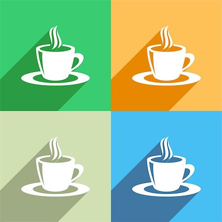 simsearch:400-05904692,k - White coffee cup on colorful backgrounds flat design Stock Photo - Budget Royalty-Free & Subscription, Code: 400-07899141