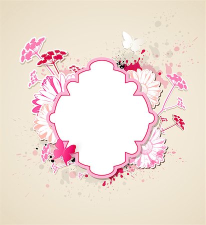simsearch:400-08132574,k - Decorative vector background with pink flowers and butterflies Stockbilder - Microstock & Abonnement, Bildnummer: 400-07899173