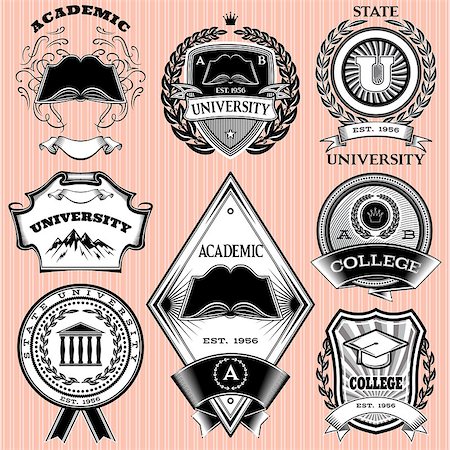 premium - set of vector templates for emblem in education Stock Photo - Budget Royalty-Free & Subscription, Code: 400-07899309