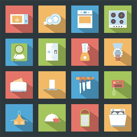 Kitchen flat icons set vector graphic illustration design Stock Photo - Budget Royalty-Free & Subscription, Code: 400-07899819