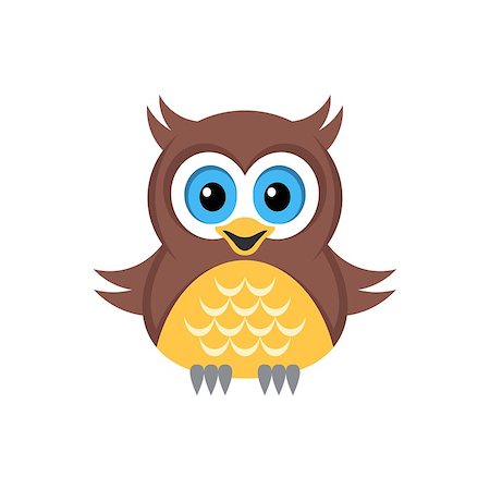 Cute vector single colorful owl on white background Stock Photo - Budget Royalty-Free & Subscription, Code: 400-07899891