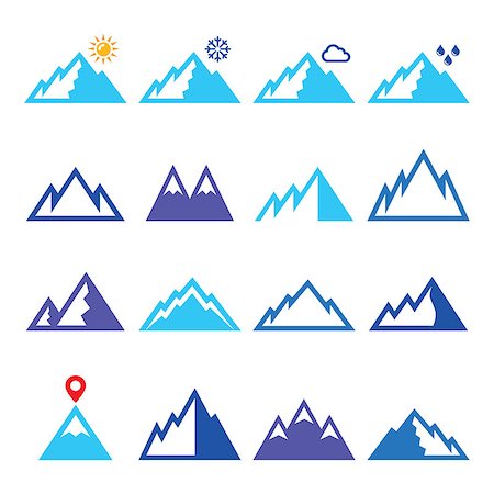 simsearch:400-07899385,k - Vector icons set of mountain landscape isolated on white Stock Photo - Budget Royalty-Free & Subscription, Code: 400-07899953