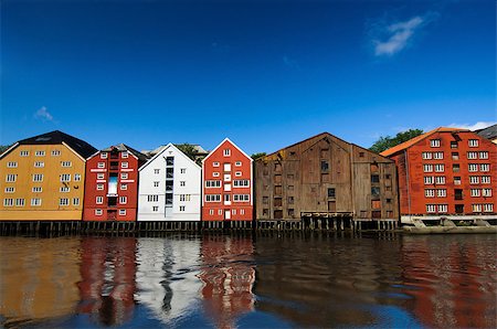 Colorful houses on the water, Trondheim, Norway Stock Photo - Budget Royalty-Free & Subscription, Code: 400-07891655