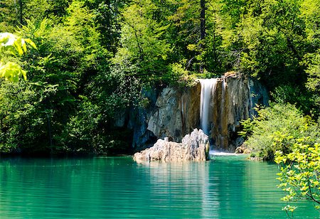 Beautiful waterfall in the Plitvice Lakes National Park in Croatia Stock Photo - Budget Royalty-Free & Subscription, Code: 400-07891742