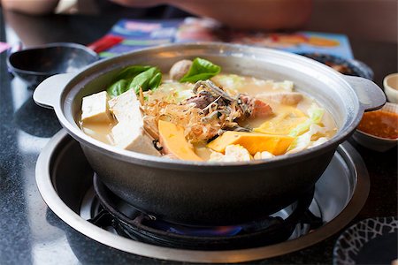 japanese and asian cuisine. hot pot on background Stock Photo - Budget Royalty-Free & Subscription, Code: 400-07891813