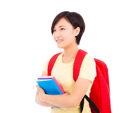 young student girl standing and holding book over white background Stock Photo - Budget Royalty-Free & Subscription, Code: 400-07892051