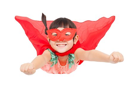 super strong girl - superhero girl flying isolated on white background Stock Photo - Budget Royalty-Free & Subscription, Code: 400-07892074