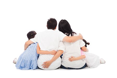 simsearch:400-07715953,k - asian happy family sitting on floor . isolated on white background Stock Photo - Budget Royalty-Free & Subscription, Code: 400-07892089