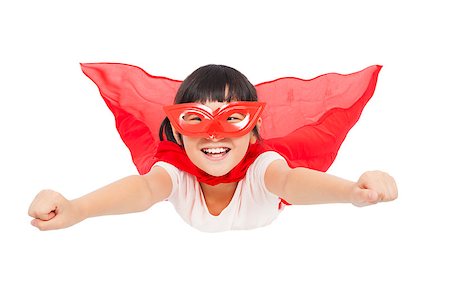 super strong girl - superhero kid flying isolated on white background Stock Photo - Budget Royalty-Free & Subscription, Code: 400-07892093