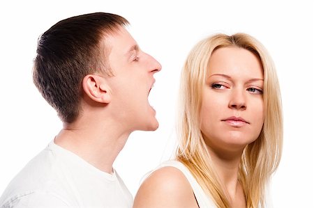 simsearch:400-08338944,k - Man screaming at his girlfriend over white background Stock Photo - Budget Royalty-Free & Subscription, Code: 400-07892279