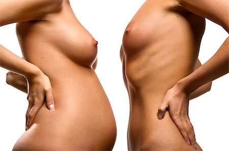 pregnant woman breast - Female body during and after pregnancy Stock Photo - Budget Royalty-Free & Subscription, Code: 400-07892389