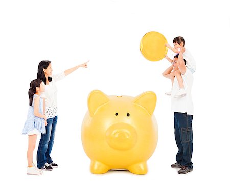 asian parents teaching daughters financial concept with a piggy bank Stock Photo - Budget Royalty-Free & Subscription, Code: 400-07892439