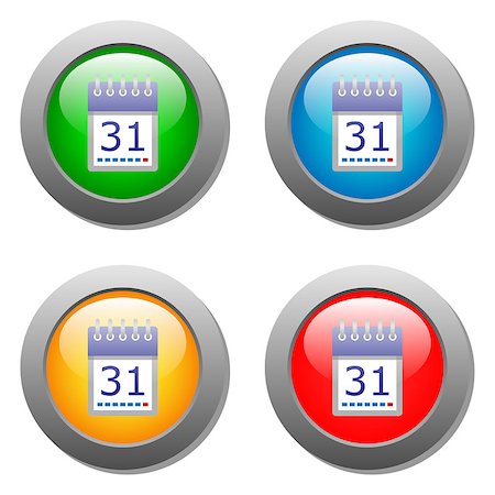 simsearch:400-07266650,k - Calendar organaizer  icon on buttons set. Vector illustration Photographie de stock - Aubaine LD & Abonnement, Code: 400-07892550