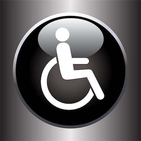 Disabled icon on black button. Vector illustration Stock Photo - Budget Royalty-Free & Subscription, Code: 400-07892568