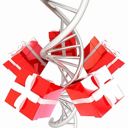 simsearch:400-08111777,k - DNA structure model and gifts on white background Photographie de stock - Aubaine LD & Abonnement, Code: 400-07893028