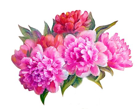 simsearch:400-07893049,k - Peonies in vase, oil painting on canvas Photographie de stock - Aubaine LD & Abonnement, Code: 400-07893044