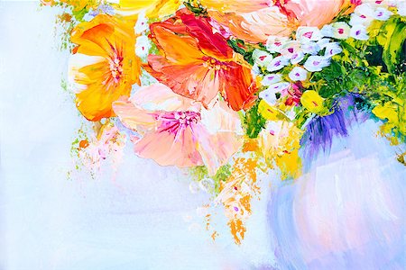 simsearch:400-07893049,k - Wildflowers  in vase, oil painting on canvas Photographie de stock - Aubaine LD & Abonnement, Code: 400-07893055