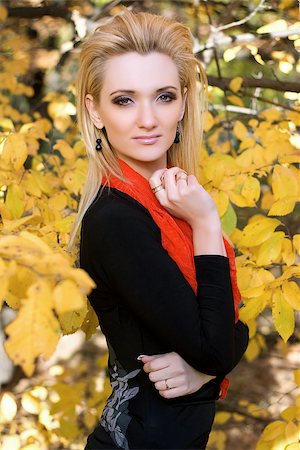 simsearch:400-06520162,k - Portrait of a young blonde amongst the autumn leaves Stock Photo - Budget Royalty-Free & Subscription, Code: 400-07893126