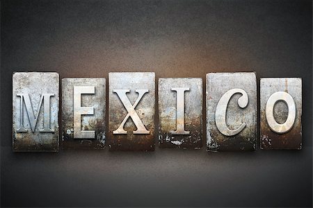 enterlinedesign (artist) - The word MEXICO written in vintage letterpress type Stock Photo - Budget Royalty-Free & Subscription, Code: 400-07893213