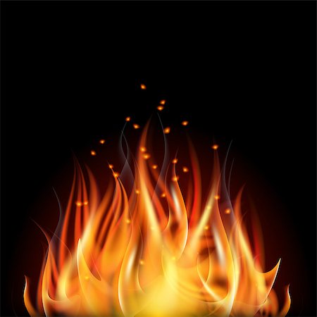 simsearch:400-07032466,k - Burning fire flame on black background. Vector illustration Stock Photo - Budget Royalty-Free & Subscription, Code: 400-07893275