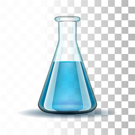 Chemical laboratory transparent flask with blue liquid.  Vector illustration Stock Photo - Budget Royalty-Free & Subscription, Code: 400-07893280