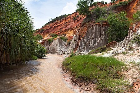 Fairy Stream Canyon. Tourist route. Red river between rocks and jungle. Mui Ne. Vietnam Photographie de stock - Aubaine LD & Abonnement, Code: 400-07893485