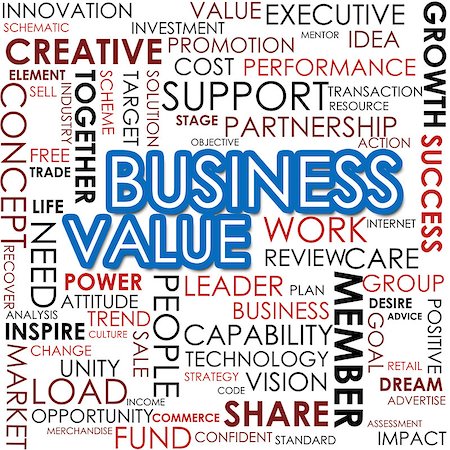 simsearch:400-08652442,k - Business value word cloud image with hi-res rendered artwork that could be used for any graphic design. Foto de stock - Super Valor sin royalties y Suscripción, Código: 400-07893550