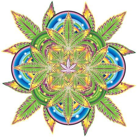simsearch:400-08493359,k - marijuana sativa indica leaf symbol kaleidoscope Stock Photo - Budget Royalty-Free & Subscription, Code: 400-07893590