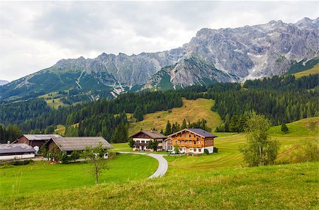 simsearch:400-05905289,k - A beautiful view of the austrian alps with typical mountain houses, Austria Stock Photo - Budget Royalty-Free & Subscription, Code: 400-07893653