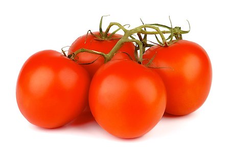 simsearch:400-06857433,k - Four Ripe Raw Grape Tomatoes with Stems isolated on white background Foto de stock - Super Valor sin royalties y Suscripción, Código: 400-07893716