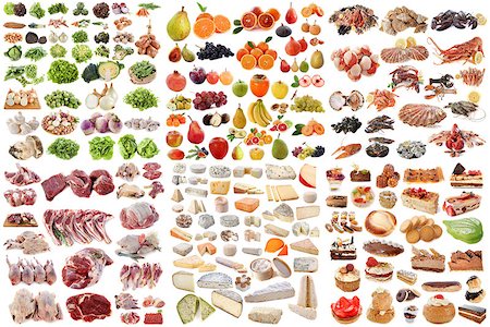 rebhuhn - group of food in front of white background Photographie de stock - Aubaine LD & Abonnement, Code: 400-07893843