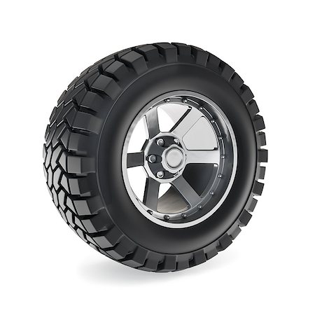 3d illustration of offroad whell on white background Stock Photo - Budget Royalty-Free & Subscription, Code: 400-07893966