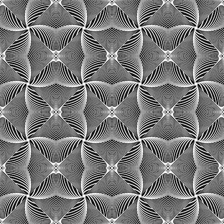 simsearch:400-07631338,k - Design seamless monochrome warped grid wave pattern. Abstract textured background. Vector art. No gradient Stockbilder - Microstock & Abonnement, Bildnummer: 400-07904323