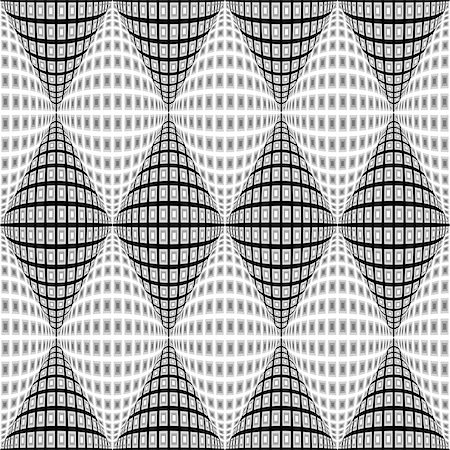 simsearch:400-07827654,k - Design seamless monochrome warped diamond pattern. Abstract convex textured background. Vector art. No gradient Stock Photo - Budget Royalty-Free & Subscription, Code: 400-07904337