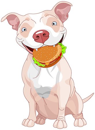 simsearch:400-08054562,k - Illustration of Cute Pit Bull Dog Eats Hamburger Foto de stock - Super Valor sin royalties y Suscripción, Código: 400-07904366