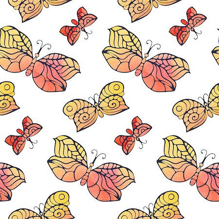simsearch:400-08616887,k - Seamless pattern with watercolor butterflies.Vector illustration. Foto de stock - Super Valor sin royalties y Suscripción, Código: 400-07904394