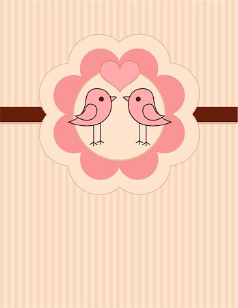 simsearch:400-06630484,k - Place card of two cute birds pressing together Stock Photo - Budget Royalty-Free & Subscription, Code: 400-07904493